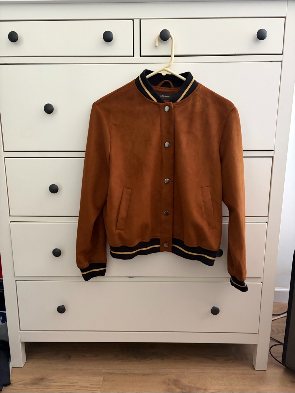 ZARA faux suede bomber jacket brown size M - Picture 4 of 7